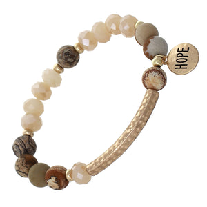 "Hope" Natural Stone Bracelet with Charm