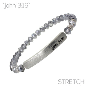"John 3:16" Glass Bead Stretch Bracelet
