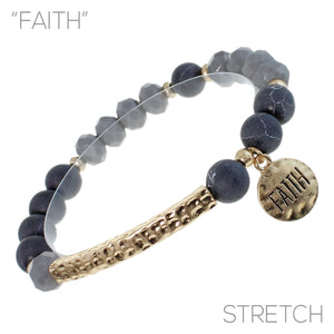 "FAITH" Natural Stone Bracelet with Charm